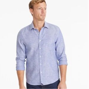 UNTUCKit Wrinkle-Resistant 100% Linen Vin Santo Button Down Shirt Blue XXL Tall